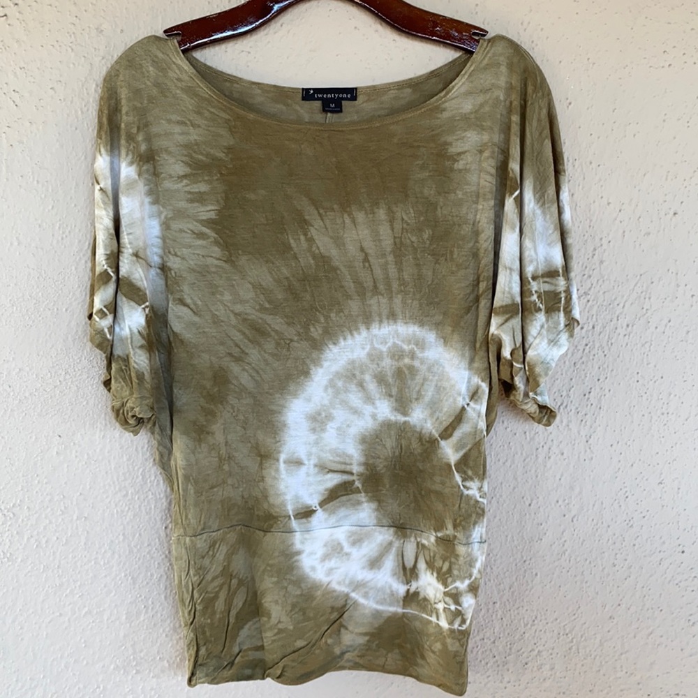 Off shoulder, tie dye tunic top from mid 2010s